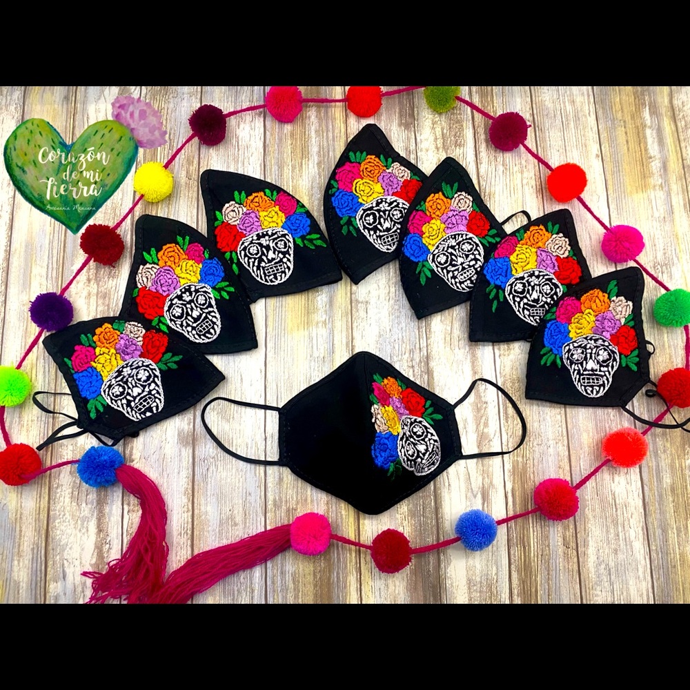 Hand embroidered Catrina mask